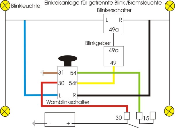 37 - Schalter Warnblinker * BLAU * inkl. Anschlussstecker und